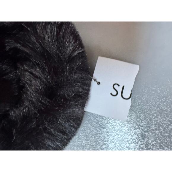 Surell Faux Rex Rabbit Black Earmuffs - Halo Band - Picture 3 of 6